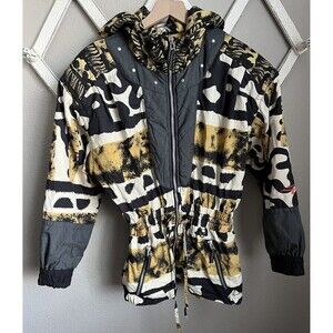 Vintage Obermeyer Women's 10 Untamed Animal Print Hooded Jacket